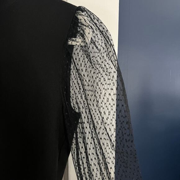 ♥️ Black Sheer Long Sleeve Top Puff Sleeves Women M Lola + Grace Whimsigoth - Picture 5 of 7